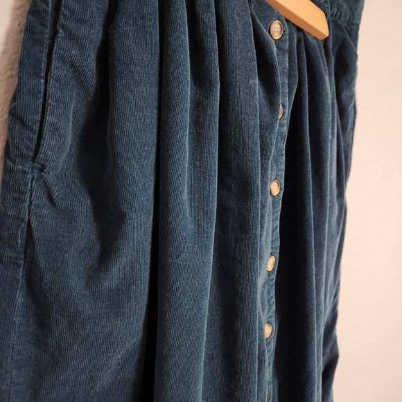 Eddie Bauer Women's Vintage Long Green Cottagecore Pleated Corduroy Skirt 12 - Picture 8 of 8